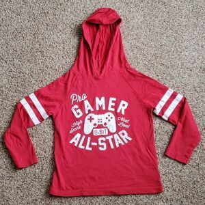 Rumi & Ryder Red Pro Gamer Hooded Long Sleeve Tee Small